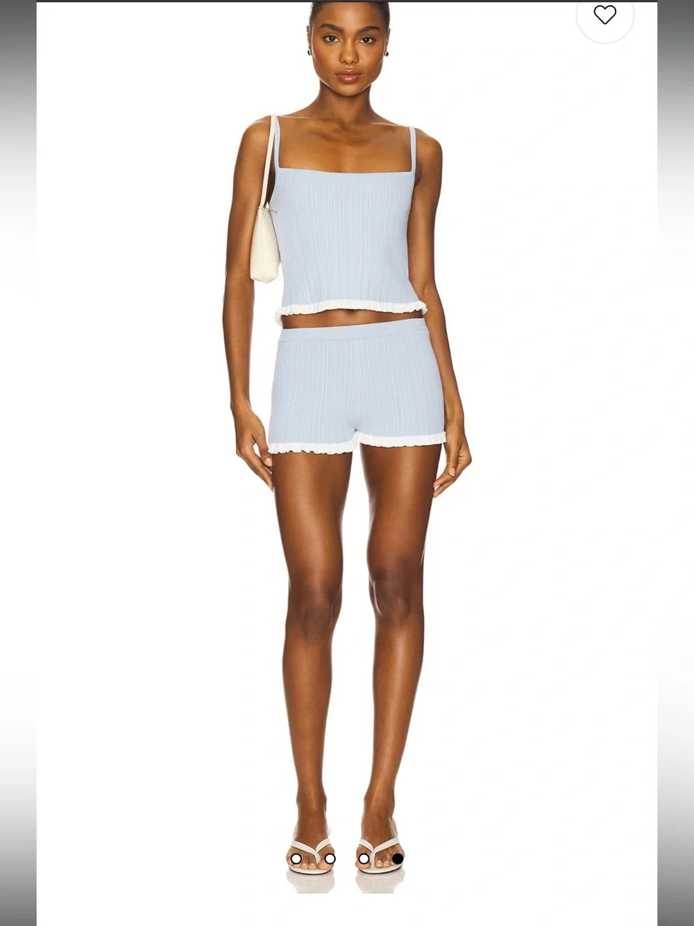 Lovers and friends Marna Rib Tank  and shorts in Light Blue